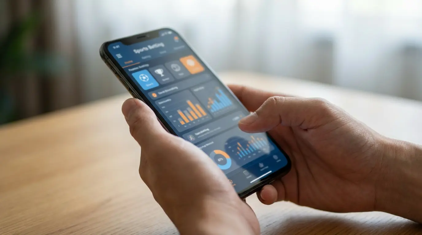 Smartphone mostrando aplicación de apuestas deportivas