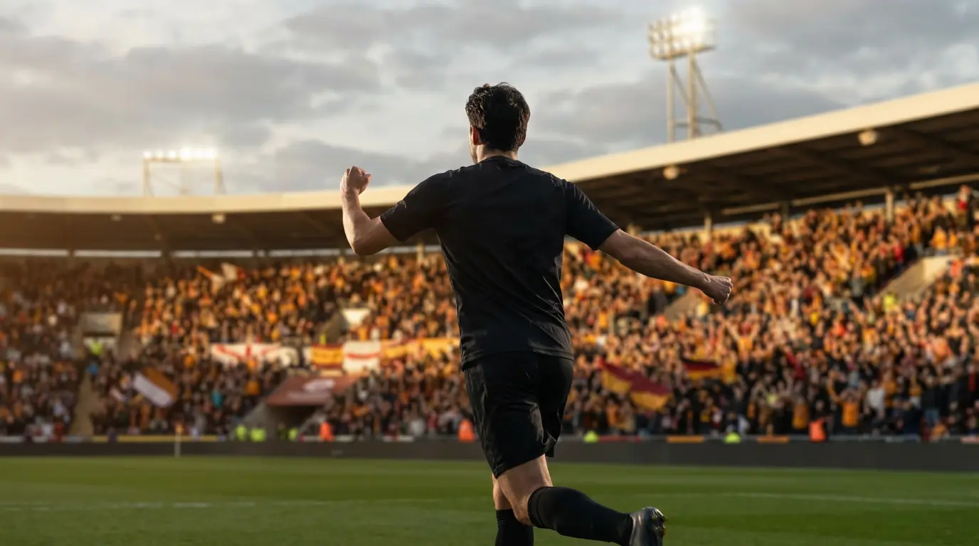 Jugador de fútbol celebrando primer gol del partido
